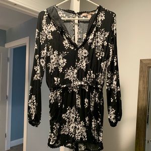 Black & white floral romper